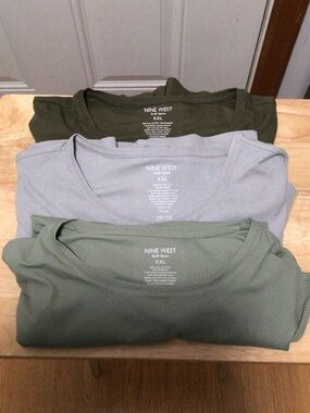 NWT Nine West Women’s Long Sleeve Tees - Olive Green, Light Green & Gray